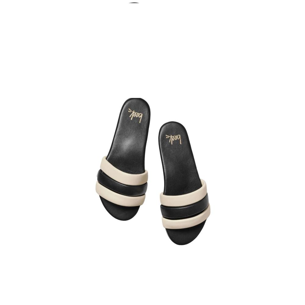 NEW BEEK women calibird leather slide sandal in black - Picture 2 of 4